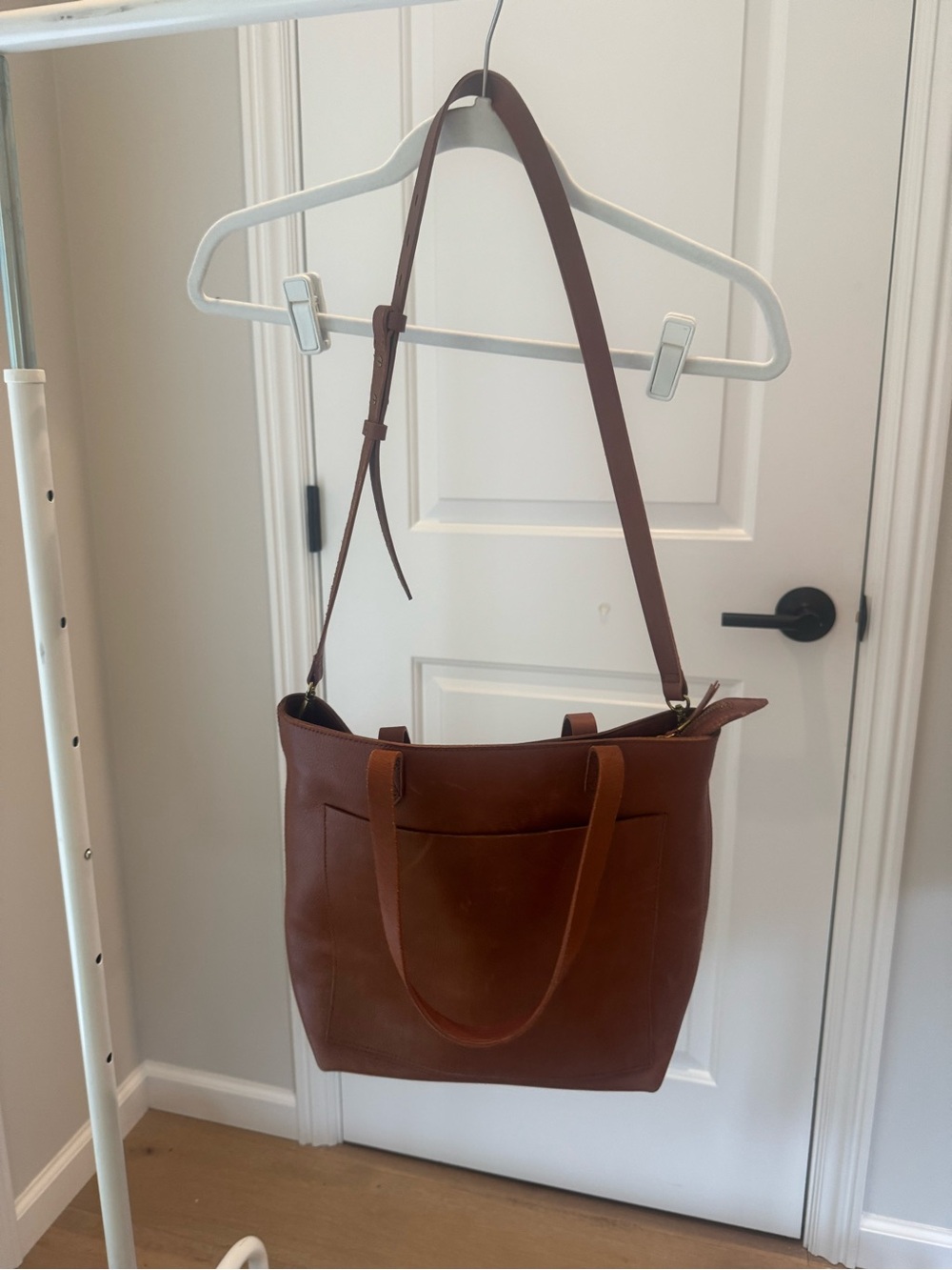 Madewell Brown Leather Tote with Adjustable Strap